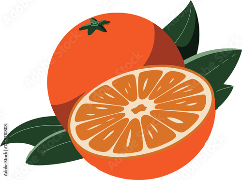 orange fruit with leaves