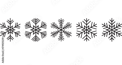 Elegant Snowflake Collection Vector Illustration Winter Holiday Season Design Element and Christmas Decoration Festive Background for Card or Print