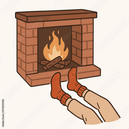 Warm socks by fireplace