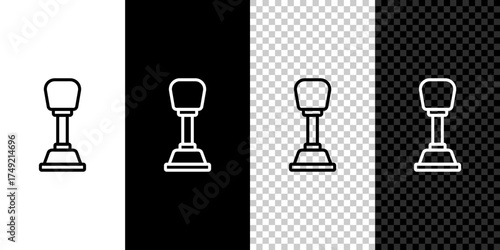 Set line Gear shifter icon isolated on black and white,transparent background. Manual transmission icon. Vector