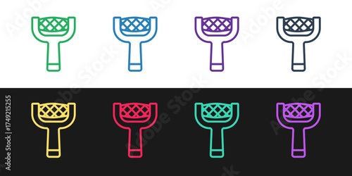 Set line Nail file icon isolated on black and white background. Manicure tool. Vector
