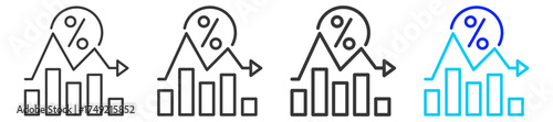 Rate Fluctuation Icon Set Collection in Creative Outline Style for Business Featuring Multiple Thickness Variations Perfect for Mortgage Backed Security
