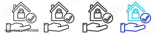 Fixed Rate Mortgage Icon Set Collection in Creative Outline Style for Business Featuring Multiple Thickness Variations Perfect for Mortgage Backed Security