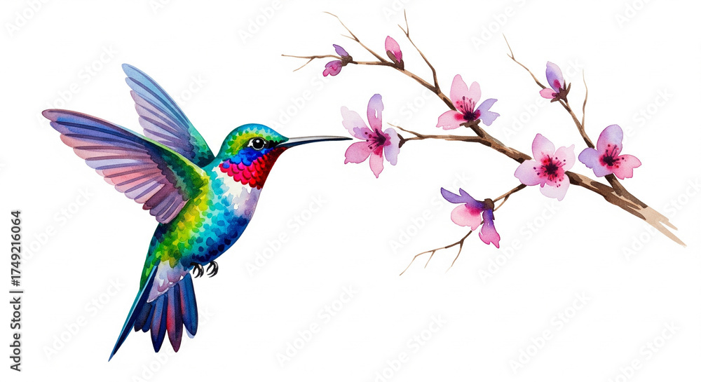 Fototapeta premium hummingbird and flowers