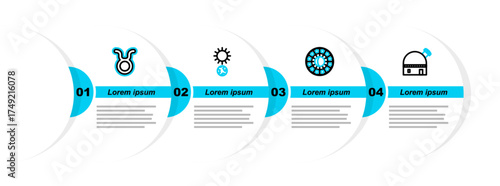 Set line Astronomical observatory, Astrology horoscope circle, Solstice and Taurus zodiac icon. Vector