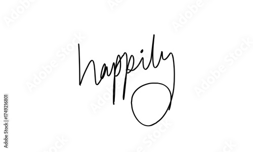 Happily text design, Happily calligraphy design, happily design