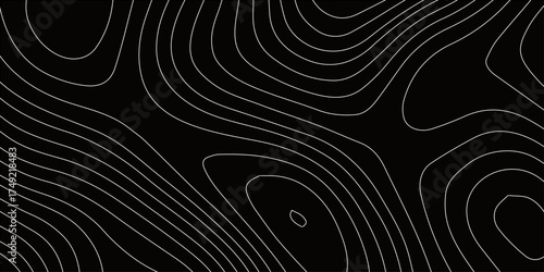 Abstract black and white background pattern of swirling spiral lines and motion curves