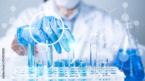 Professional doctor medical healthcare worker physician technician working research in laboratory new vaccine medicine DNA genetic development innovation analysis biotechnology examining pharmacy