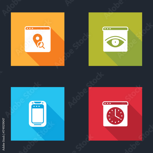 Set Infographic of city map, Browser incognito window, Mobile phone and icon. Vector