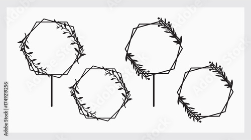 Floral line art cake toppers.eps