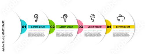 Set line Angle grinder, , and Air compressor. Business infographic template. Vector