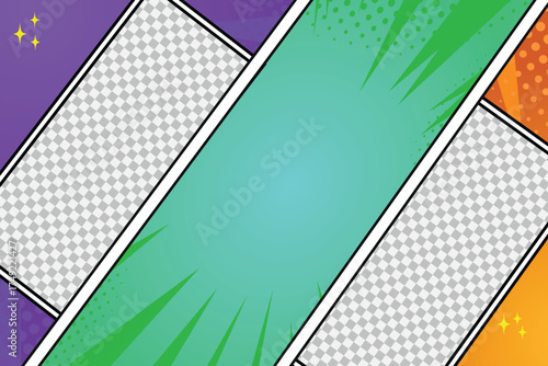 Vector cartoon fighting panel background for comic book action. Anime or character design books and templates.