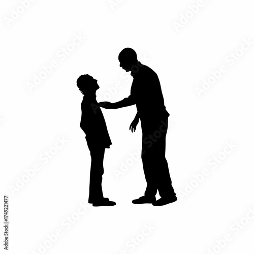 Therapist helping person overcome social anxiety silhouette isolated on white background