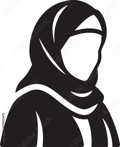 Arab woman avatar woman wearing abaya and hijab,_traced