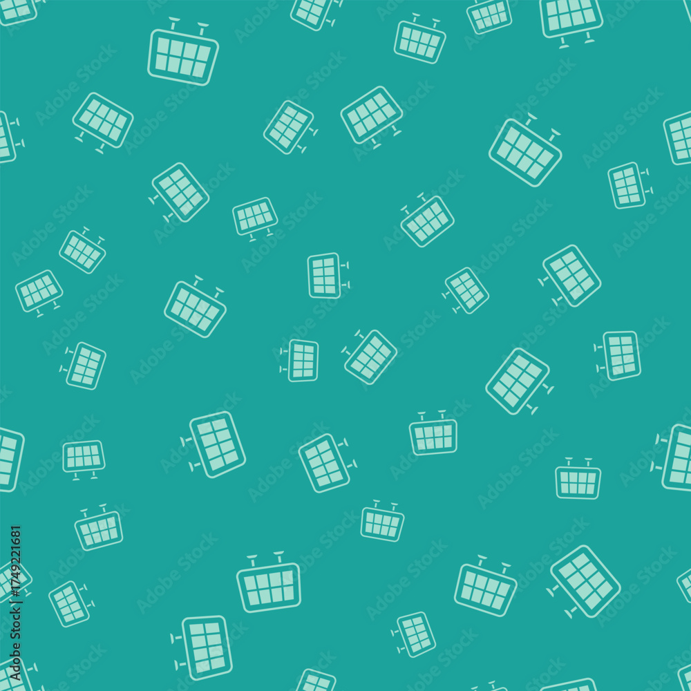 Fototapeta premium Green Solar energy panel icon isolated seamless pattern on green background. Vector