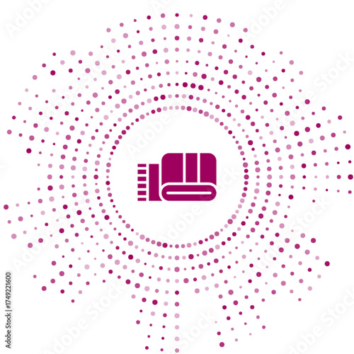 Purple Towel stack icon isolated on white background. Abstract circle random dots. Vector