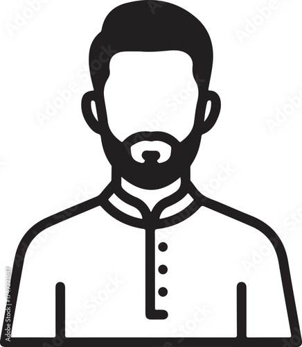 Vector art of portrait of a man with beard this design features a man with a beard wearing a kurta, symbolizing tradition, culture, and modern fashion on
