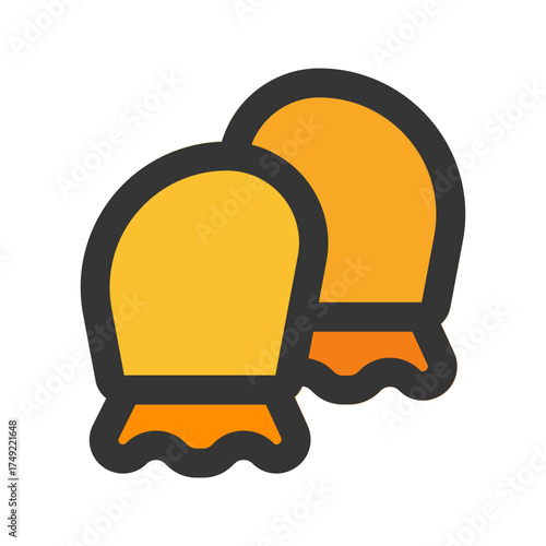 baby gloves flat line icon