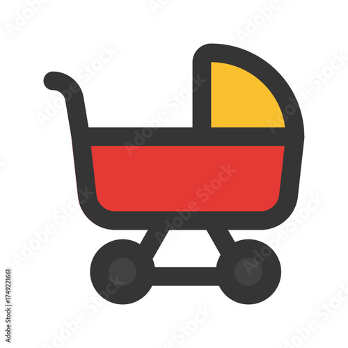 baby stroller flat line icon