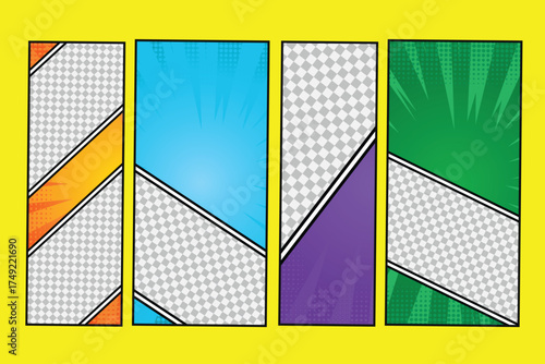 Vector cartoon fighting panel background for comic book action. Anime or character design books and templates.