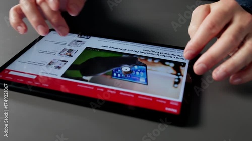 Reading News Article On Tablet Computer