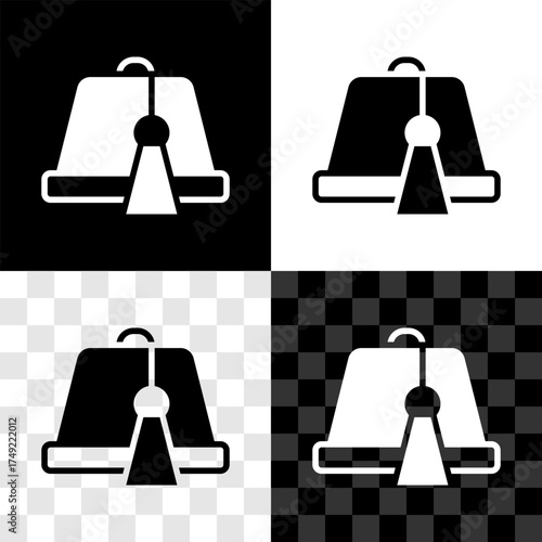 Set Turkish hat icon isolated on black and white, transparent background. Vector