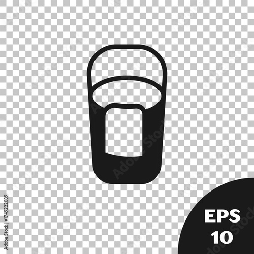 Black Bucket with rag icon isolated on transparent background. Cleaning service concept. Vector