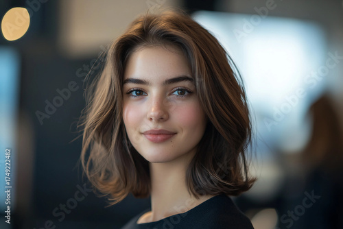 Wallpaper Mural Generative AI image of stylish woman in beauty salon during haircut session showing trendy hairdo transformation and modern hair styling Torontodigital.ca