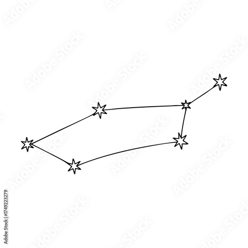 Big Dipper constellation vector line art with connected stars, minimal astronomy illustration for celestial decor or tattoo design