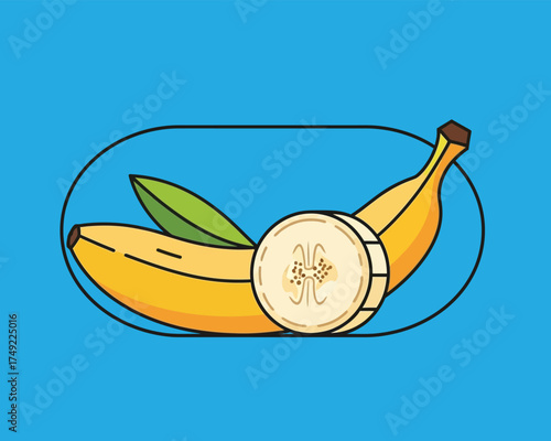 Bright and Playful Banana Still Life Illustration for Healthy Eating and Tropical Vibes
