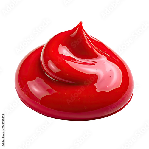 Glossy red swirl of a thick, viscous, paint-like substance against black