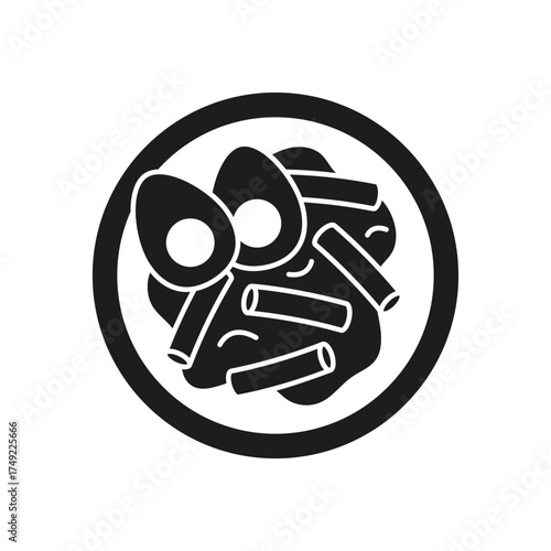 Tteokbokki silhouette icon. Vector isolated element on white background