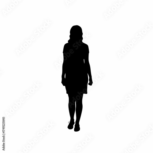 Silhouette of therapist teaching correct posture during walking therapy isolated on white background