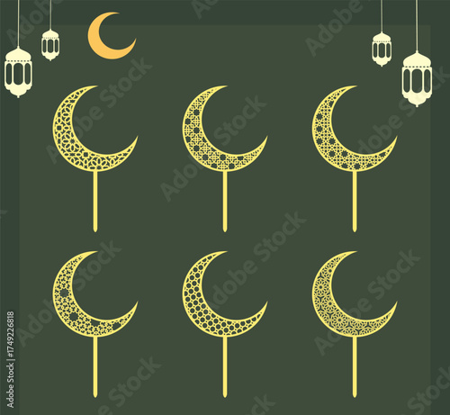 Moon with pattern cake topper...