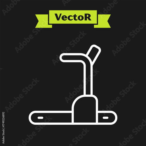 White line Treadmill machine icon isolated on black background. Vector