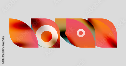 Abstract shapes overlap, creating vibrant color blends. Soft gradients suggest movement, design feels modern, minimalist.