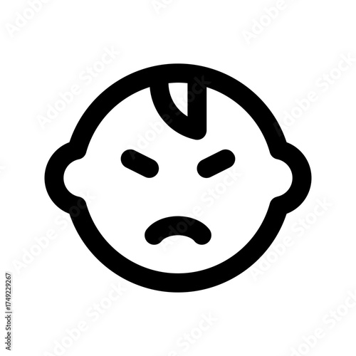 baby angry line icon