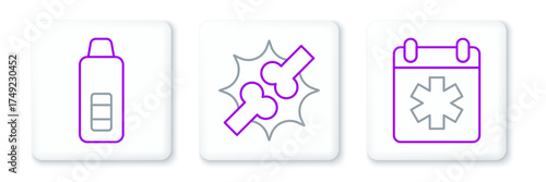 Set line Doctor appointment, Digital thermometer and Joint pain, knee pain icon. Vector