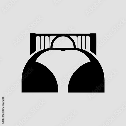 Bridge between two cliffs minimal connection concept elegant link symbol vector with white background