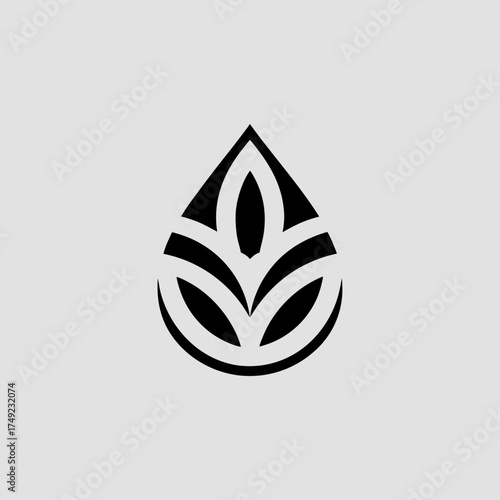 Water droplet silhouette eco purity symbol minimal clean nature vector illustration with white background