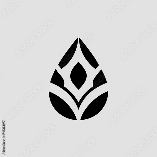 Simple water droplet silhouette minimal eco purity concept clean vector design with white background