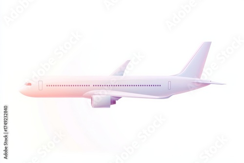Minimalist flat design illustration of a modern airplane for travel and transportation themes
