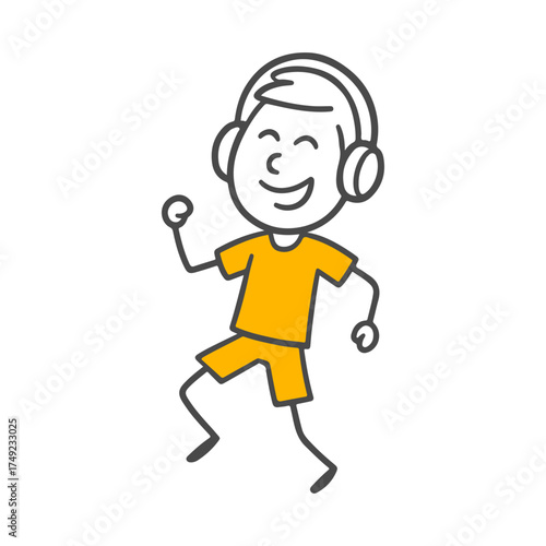Following the Rhythm An Energetic Person Escaping the World with Their Headphones and Dancing with Joy.