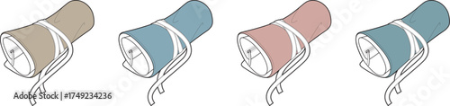 Set of Four Vintage-Style Bonnets in Various Pastel Colors Illustration