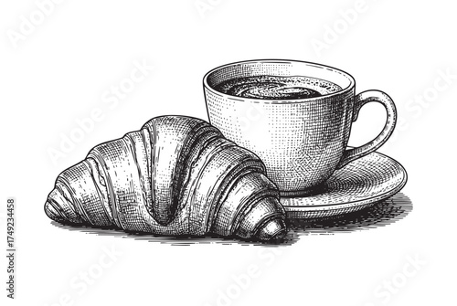 Croissant and Coffee, Classic French Breakfast
