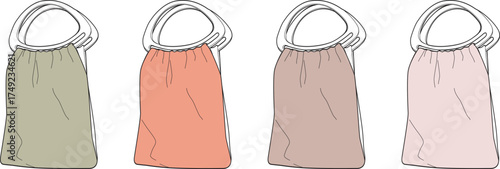 Colorful Cloth Bags with Circular Handles Stylish Textile Accessories