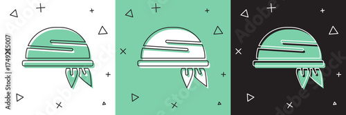 Set Bandana icon isolated on white and green, black background. Vector