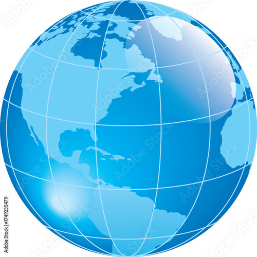 globe on white background  Blue globe