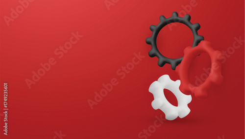 Modern 3D cogwheels concept, representing machinery, automation, workflow optimization, teamwork, productivity, and industrial technology