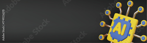 3d Vector AI Chip, AI in science and business, Technology and engineering concept.
